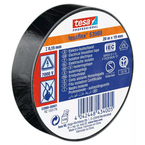 Tesa 53988 čierna PVC izolačná páska 20m x 19mm